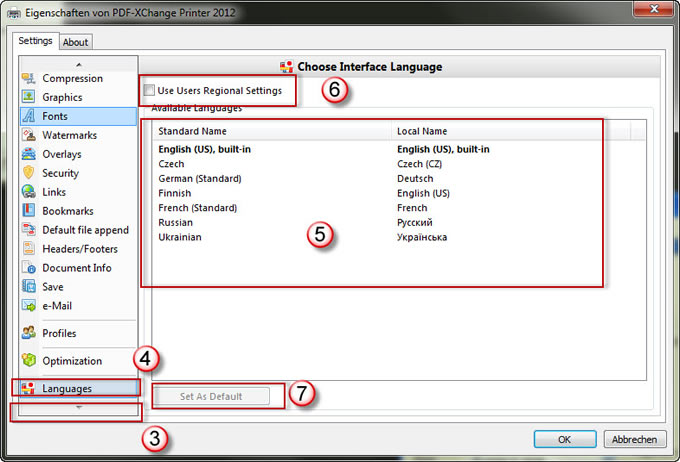 Language Settings