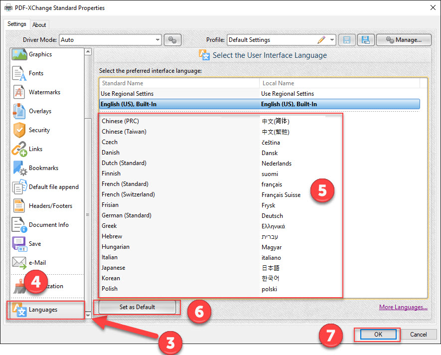 Language Settings